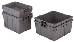 Orbis - 2 Cu Ft, 70 Lb Load Capacity Gray Polyethylene Tote Container - Nesting, 21.4" Long x 15.3" Wide x 12.3" High - Exact Tool & Supply
