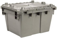 Orbis - 0.3 Cu Ft, 70 Lb Load Capacity Gray Polyethylene Attached-Lid Container - Stacking, Nesting, 11.8" Long x 9.8" Wide x 7.7" High, Lid Included - Exact Tool & Supply