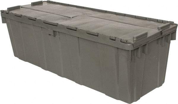 Orbis - 11 Cu Ft, 40 Lb Load Capacity Gray Polyethylene Attached-Lid Container - Stacking, Nesting, 39.3" Long x 14" Wide x 12" High, Lid Included - Exact Tool & Supply