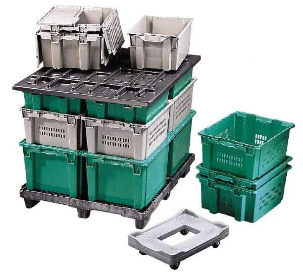 Orbis - 1.3 Cu Ft, 40 Lb Load Capacity Gray Polyethylene Tote Container - Stacking, Nesting, 23.6" Long x 15.8" Wide x 8-1/2" High - Exact Tool & Supply