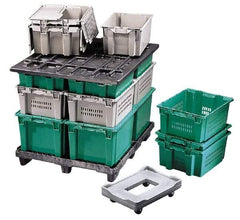 Orbis - 1.3 Cu Ft, 40 Lb Load Capacity Gray Polyethylene Tote Container - Stacking, Nesting, 23.6" Long x 15.8" Wide x 8-1/2" High - Exact Tool & Supply