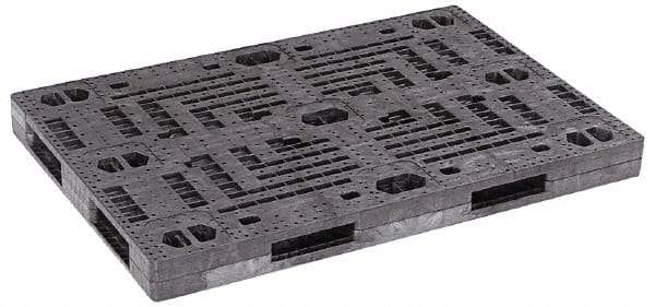 Orbis - 71.8" Long x 47.8" & Wide x 5.8" High Polyethylene Stackable Pallet - 30,000 Lb Static Capacity, 4,000 Lb Dynamic Capacity, Black - Exact Tool & Supply