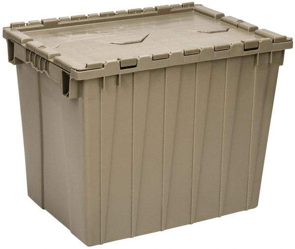 Quantum Storage - 2.31 Cu Ft, 70 Lb Load Capacity Gray Polyethylene Attached-Lid Container - Stacking, Nesting, 21.9" Long x 15.1" Wide x 17.3" High, Lid Included - Exact Tool & Supply