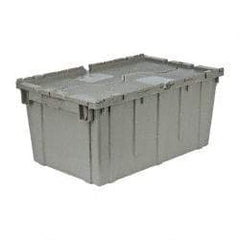 Quantum Storage - 2.5 Cu Ft, 100 Lb Load Capacity Gray Polyethylene Attached-Lid Container - Stacking, Nesting, 27.3" Long x 16.6" Wide x 12-1/2" High, Lid Included - Exact Tool & Supply