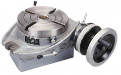 Phase II - 6" Table Diam, Horizontal Rotary Machining Table - 2MT Center Taper, 0.39" T-Slot Width - Exact Tool & Supply