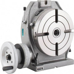 Phase II - 8" Table Diam, Horizontal & Vertical Rotary Machining Table - 5.985" Centerline Height, 3MT Center Taper, 0.465" T-Slot Width - Exact Tool & Supply