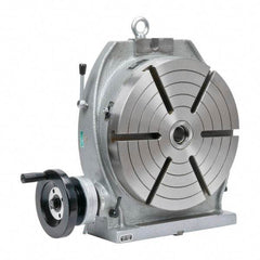 Phase II - 12" Table Diam, Horizontal & Vertical Rotary Machining Table - 8-1/4" Centerline Height, 4MT Center Taper, 0.545" T-Slot Width - Exact Tool & Supply