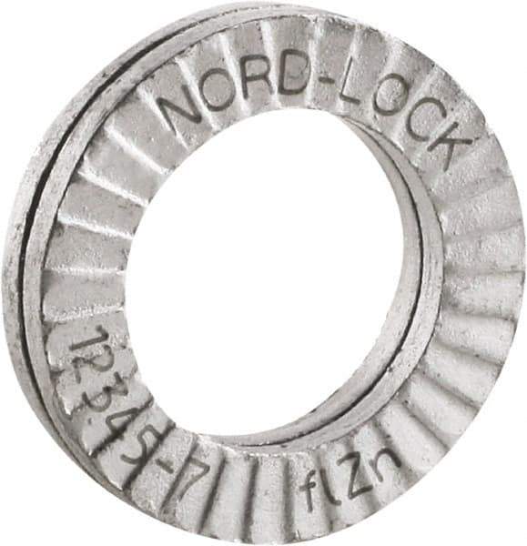 Nord-Lock - #6, 0.294" OD, Zinc Flake, Steel Wedge Lock Washer - Grade 2, 0.146 to 0.154" ID - Exact Tool & Supply