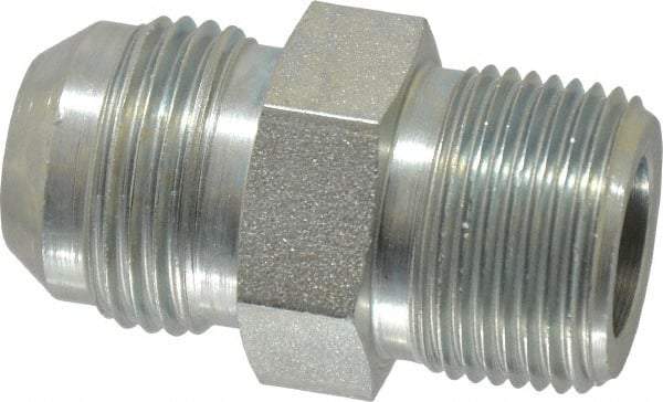 Parker - 3/4" Tube OD, 37° Steel Flared Tube Male Connector - 3/4 NPTF, Flare x MNPTF Ends - Exact Tool & Supply