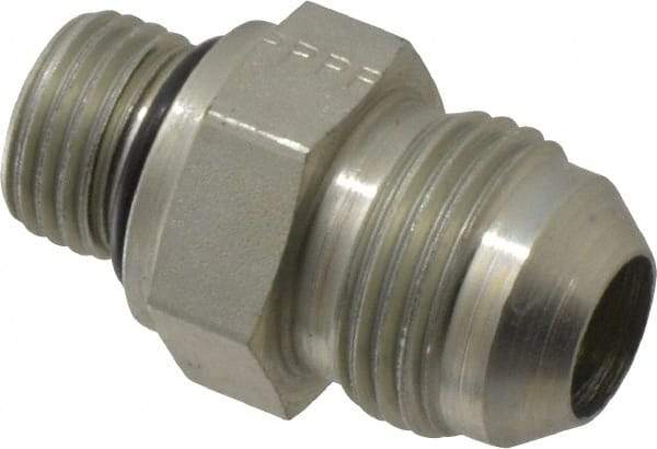Parker - 1/2" Tube OD, 37° Steel Flared Tube Straight Thread Connector - 9/16 UNF, Flare x SAE-ORB Ends - Exact Tool & Supply