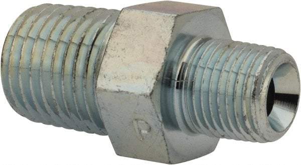 Parker - 3/4 Male Thread, Zinc Plated Steel Industrial Pipe Hex Nipple - MNPTF, 5,500 psi - Exact Tool & Supply