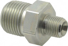 Parker - 3/8 x 1/8 Male Thread, Zinc Plated Steel Industrial Pipe Hex Nipple - MNPTF, 6,000 psi - Exact Tool & Supply