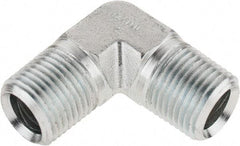 Parker - 1/2 Male Thread, Zinc Plated Steel Industrial Pipe 90° Male Elbow - MNPTF, 6,000 psi - Exact Tool & Supply