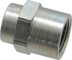 Parker - 3/8 x 1/4 Female Thread, Zinc Plated Steel Industrial Pipe Coupling - FNPTF, 6,000 psi - Exact Tool & Supply
