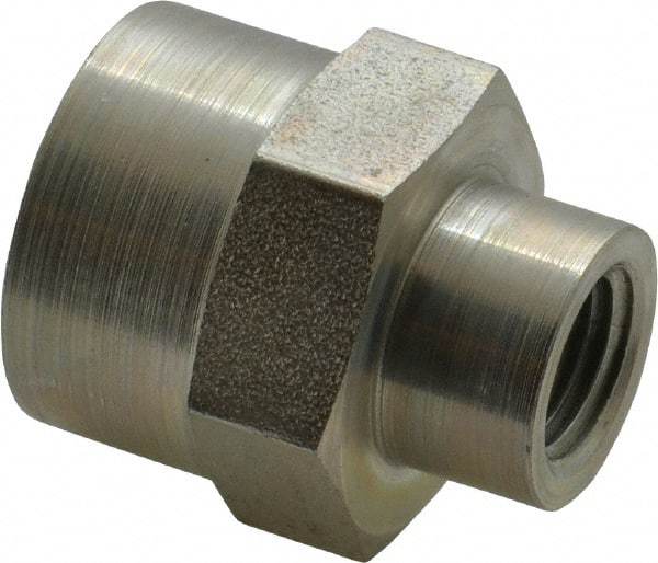 Parker - 1/2 x 1/4 Female Thread, Zinc Plated Steel Industrial Pipe Coupling - FNPTF, 5,000 psi - Exact Tool & Supply