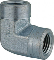 Parker - 1/4 Female Thread, Zinc Plated Steel Industrial Pipe 90° Female Elbow - FNPTF, 5,000 psi - Exact Tool & Supply