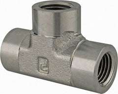 Parker - 3/4 Female Thread, Zinc Plated Steel Industrial Pipe Female Tee - FNPTF, 3,000 psi - Exact Tool & Supply