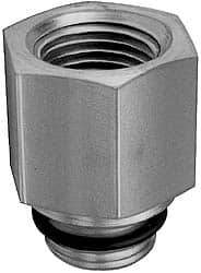 Parker - 1-5/16 - 12 Male Thread x 1/2 Female Thread, Zinc Plated Steel Industrial Pipe Adapter - Male Straight Thread O-Ring x Female NPTF, 5,000 psi - Exact Tool & Supply
