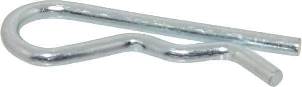 Made in USA - 1/2 to 3/4" Shaft Diam, 1-15/16" Long, 1/8" Wire Diam, Hair Pin Cotter - MB Grade 2 Spring Steel, Zinc-Plated Finish - Exact Tool & Supply
