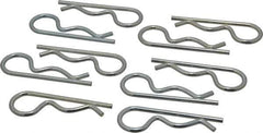Made in USA - 5/8 to 7/8" Shaft Diam, 2-1/2" Long, 1/8" Wire Diam, Hair Pin Cotter - MB Grade 2 Spring Steel, Zinc-Plated Finish - Exact Tool & Supply