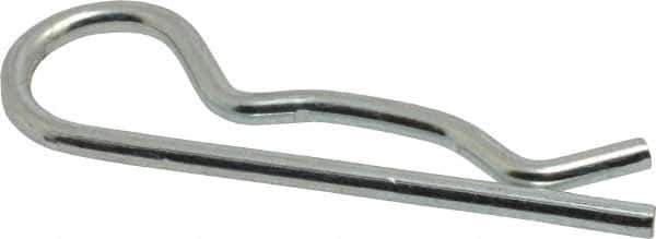 Made in USA - 1/2 to 5/8" Shaft Diam, 3" Long, 0.148" Wire Diam, Hair Pin Cotter - MB Grade 2 Spring Steel, Zinc-Plated Finish - Exact Tool & Supply