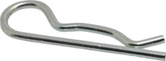Made in USA - 1/2 to 5/8" Shaft Diam, 3" Long, 0.148" Wire Diam, Hair Pin Cotter - MB Grade 2 Spring Steel, Zinc-Plated Finish - Exact Tool & Supply