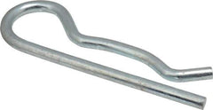 Made in USA - 1/2 to 5/8" Shaft Diam, 3" Long, 0.162" Wire Diam, Hair Pin Cotter - MB Grade 2 Spring Steel, Zinc-Plated Finish - Exact Tool & Supply