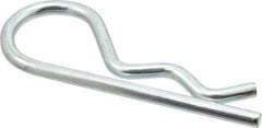Made in USA - 5/8 to 1" Shaft Diam, 3-1/4" Long, 0.177" Wire Diam, Hair Pin Cotter - MB Grade 2 Spring Steel, Zinc-Plated Finish - Exact Tool & Supply