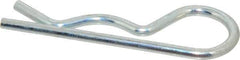 Made in USA - 7/8 to 1-1/4" Shaft Diam, 3-3/4" Long, 0.177" Wire Diam, Hair Pin Cotter - MB Grade 2 Spring Steel, Zinc-Plated Finish - Exact Tool & Supply