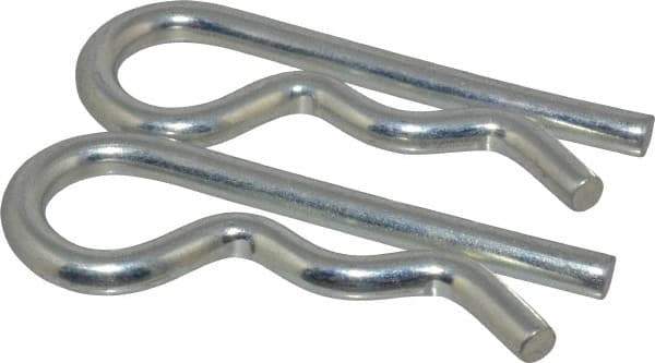 Made in USA - 7/8 to 1" Shaft Diam, 4-1/16" Long, 0.31" Wire Diam, Hair Pin Cotter - MB Grade 2 Spring Steel, Zinc-Plated Finish - Exact Tool & Supply