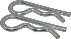 Made in USA - 7/8 to 1" Shaft Diam, 4-1/16" Long, 0.31" Wire Diam, Hair Pin Cotter - MB Grade 2 Spring Steel, Zinc-Plated Finish - Exact Tool & Supply