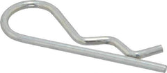 Made in USA - 1/4 to 1/2" Shaft Diam, 1-5/16" Long, 1/16" Wire Diam, Hair Pin Cotter - MB Grade 2 Spring Steel, Zinc-Plated Finish - Exact Tool & Supply
