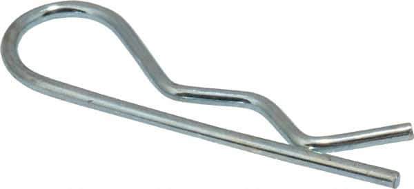 Made in USA - 3/8 to 1/2" Shaft Diam, 1-9/16" Long, 1/16" Wire Diam, Hair Pin Cotter - MB Grade 2 Spring Steel, Zinc-Plated Finish - Exact Tool & Supply