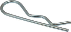 Made in USA - 3/8 to 1/2" Shaft Diam, 1-9/16" Long, 1/16" Wire Diam, Hair Pin Cotter - MB Grade 2 Spring Steel, Zinc-Plated Finish - Exact Tool & Supply
