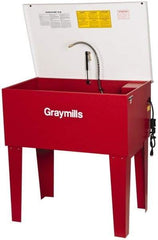 Graymills - Free Standing Solvent-Based Parts Washer - 15 Gal Max Operating Capacity, Steel Tank, 38-1/2" (Lid Close)/60" (Lid Open) High x 36" Long x 22" Wide, 115 Input Volts - Exact Tool & Supply