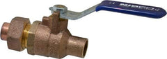 NIBCO - 1/2" Pipe, Full Port, Bronze Single Union Ends Ball Valve - 2 Piece, Inline - One Way Flow, Soldered x Soldered Ends, Lever Handle, 600 WOG, 150 WSP - Exact Tool & Supply