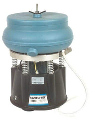 Raytech - 0.35 Cu Ft, 1/3 hp, Wet/Dry Operation Vibratory Tumbler - Adjustable Amplitude, Flow Through Drain, Tilt Feature - Exact Tool & Supply