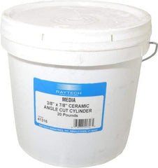 Raytech - Ceramic Carrier, Aluminum Oxide Abrasive, Polishing Tumbling Media - Cylinder Shape, Wet Operation, 3/8" Long x 7/8" High - Exact Tool & Supply