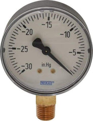 Wika - 2-1/2" Dial, 1/4 Thread, 30-0 Scale Range, Pressure Gauge - Lower Connection Mount, Accurate to 3-2-3% of Scale - Exact Tool & Supply