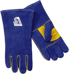 Steiner - Size S Cotton/Foam Lined Cowhide Welding Glove - 13-1/2" OAL, Safety Cuff, Wing Thumb, For General Welding - Exact Tool & Supply