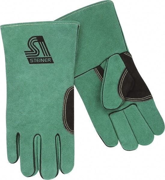 Steiner - Size L Unlined Cowhide Welding Glove - 13" OAL, Gauntlet Cuff, For General Welding - Exact Tool & Supply