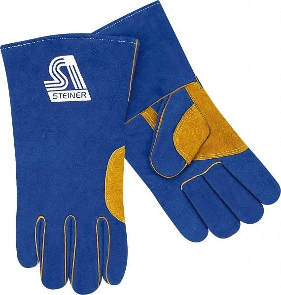 Steiner - Size L Unlined Cowhide Welding Glove - 13" OAL, Gauntlet Cuff, For General Welding - Exact Tool & Supply