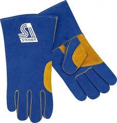 Steiner - Size L Unlined Cowhide Welding Glove - 13" OAL, Gauntlet Cuff, For General Welding - Exact Tool & Supply