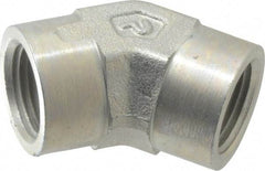 Parker - 3/8 Female Thread, Zinc Plated Steel Industrial Pipe 45° Female Elbow - FNPTF, 4,500 psi - Exact Tool & Supply