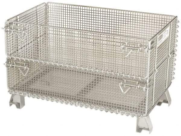 Nashville Wire - 32" Long x 20" Wide x 16" High Steel Basket-Style Bulk Folding Wire Mesh Container - 1,000 Lb. Load Capacity - Exact Tool & Supply
