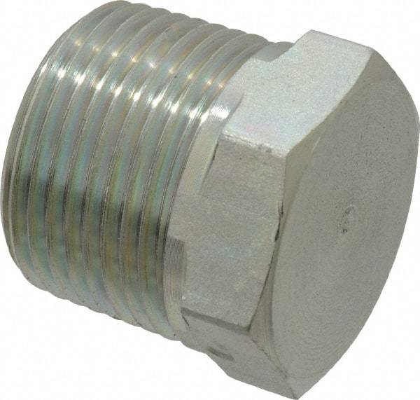 Parker - 3/4 Male Thread, Zinc Plated Steel Industrial Pipe Hex Head Plug - MNPTF, 5,500 psi - Exact Tool & Supply