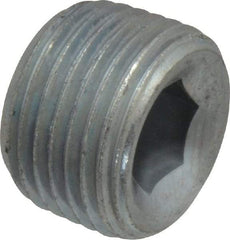 Parker - 3/8 Male Thread, Zinc Plated Steel Industrial Pipe Hollow Hex Plug - MNPTF, 6,000 psi - Exact Tool & Supply
