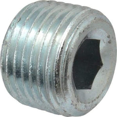 Parker - 1/2 Male Thread, Zinc Plated Steel Industrial Pipe Hollow Hex Plug - MNPTF, 6,000 psi - Exact Tool & Supply