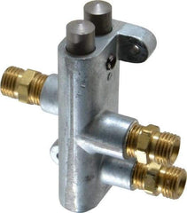 Heinrich - 1/4" NPS Four Way Valve Air Valve - 1/4" NPT Inlet, 0.25" NPT Outlet, Plunger Button/Spring Acuator - Exact Tool & Supply