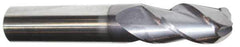 Accupro - 7/16" Diam, 2" LOC, 3 Flute Solid Carbide Ball End Mill - AlTiN Finish, Single End, 4" OAL, 7/16" Shank Diam, Spiral Flute - Exact Tool & Supply